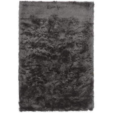 Asiatic London Whisper Silky Shiny High Pile Graphite Shaggy Textured Plush Rug