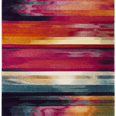 Nova NV05 Stripe Modern Abstract Painterly Rainbow Rug in Multi Colours