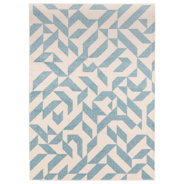Muse Modern Geometric Shapes Cream Blush Pink and Blue Rug Hallway Runner