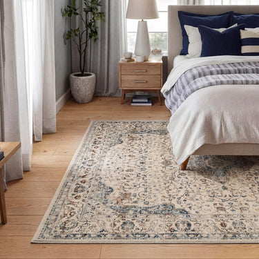 Nourison Kashan VKA14 Medallion Ivory Polypropylene Traditional Vintage Floral Rug