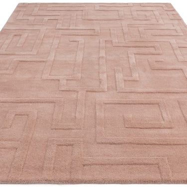 Maze Wool Rug Hand Tufted Modern Classic in Blush Pink
