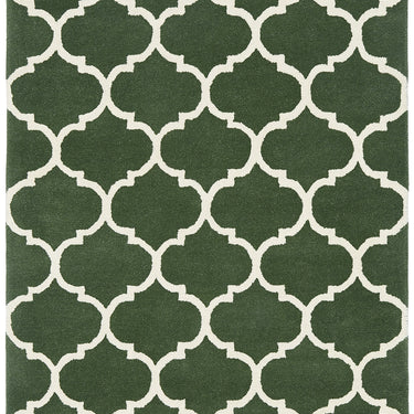 Albany Ogee Traditional Morroccan Trellis Design Hand Tufted Wool Rug in Green