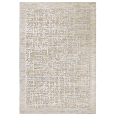 Anders AN10 Charm Grid Bordered Soft Shimmer Beige Natural Traditional Abstract Geometric Rug