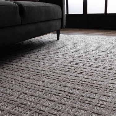 Thatch Taupe Hand Woven Wool Rug Neutral Plain Checked Pattern