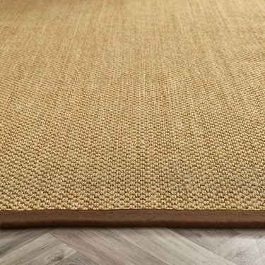 Origins Sisal Border Hand Made Rug Modern Natural Jute Rug in Warm Natural with Dark Brown Border