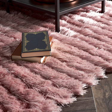 Origins Carved Glamour Adobe Rose Blush Pink Shaggy Rug