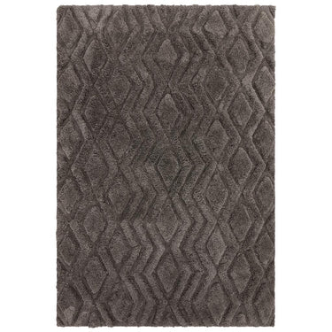 Harrison Diamond Geometric Carved Soft Shaggy Charcoal, Greige, Navy, Sage Green, Silver White Rug
