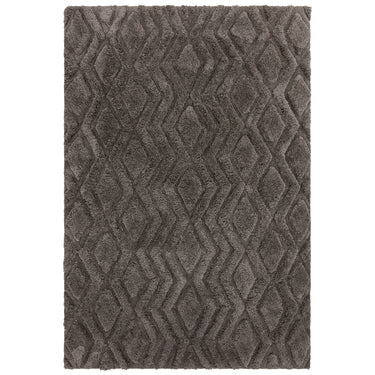 Asiatic London Harrison Charcoal Living Diamond Shaped Super Grey Handmade Shaggy Geometric Rug