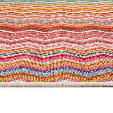 My Mat Candy Washable Home Entrance, Kitchen, Hallway, Entryway Non-Slip Rug in Zig Zag Rainbow Multi Colours in 67 x 200 cm