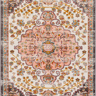 Ankara AKR2331 Antique Pink Multi Polypropylene Oriental Traditional Vintage Rug