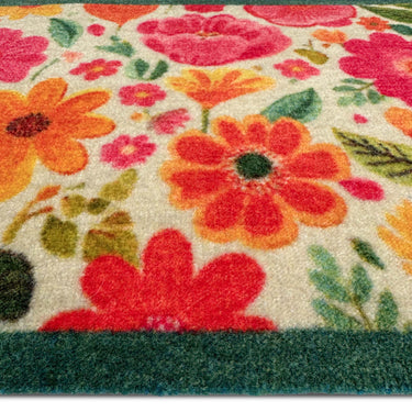 My Nylon Pattern Bright Blooms Multi Washable Non-Slip Floral Bordered Rug 50x75 cm