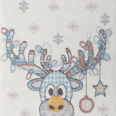 Ankara AKR2358 Kids Playful Sweet Deer Nursery Bedroom & Playroom Cream Multi Rug for Child Room