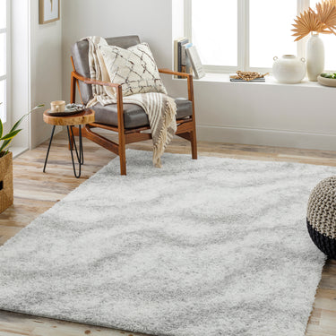Cloudy Ivory and Dark Grey Plush Shaggy Rug