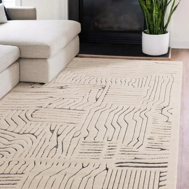 Asiatic London Valley Route Scandinavian 3D Pattern Ivory Natural Beige Soft Rug