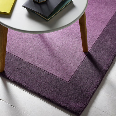 Origins Borders Hand Loom Woven Wool Bordered Rug Hallway in Mauve