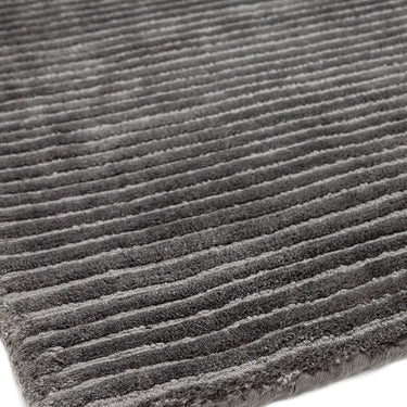 Bellagio Modern Plain Loop Striped Shiny Viscose Hand Woven Zinc Grey Rug in Medium 120x180 cm (4'x6')