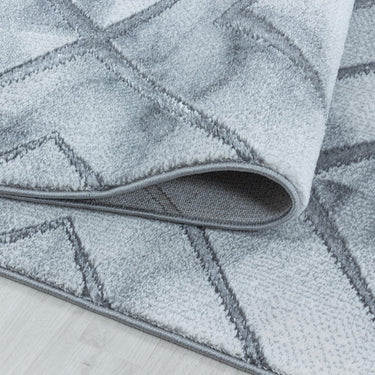 Naxos Modern Marble Like Design Gold Silver Rug in Black and White
