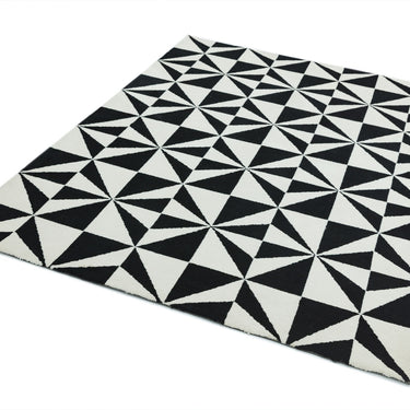 Arlo Mosaic Tile Geometric Rug in Black and Denim Blue