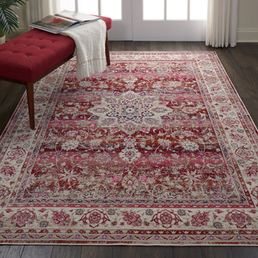 Nourison Vintage Kashan VKA01 Traditional Rug Bedroom Living Room Oriental Classic Rug in Red