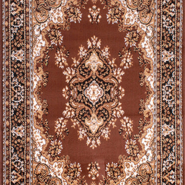 Lancashire Traditional Oriental Classic Rug, Hallway Runner, Circle Carpet in Chocolate Brown