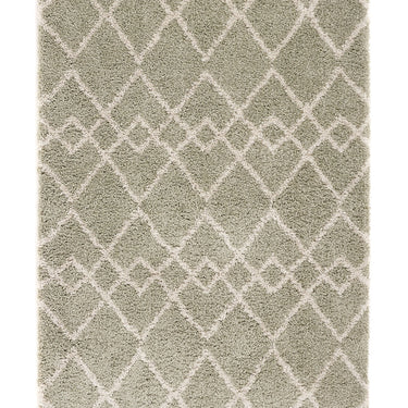 Casablanca Eucalyptus Green Ivory By Polypropylene Shaggy Moroccan Geometric Rug