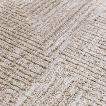 Asiatic London Laurent LA06 Fringed Natural Beige Cotton Abstract Geometric Textured Rug