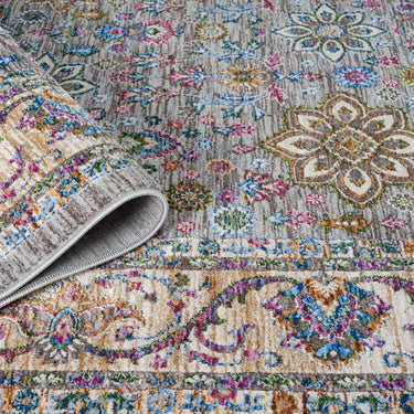 Soujorn Koppie Modern Traditional Vintage Floral Rug, Runner in Blue Grey Multi