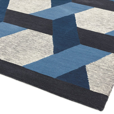 Asiatic London Camden Tufted Blue Grey Wool Viscose Geometric Textured Rug