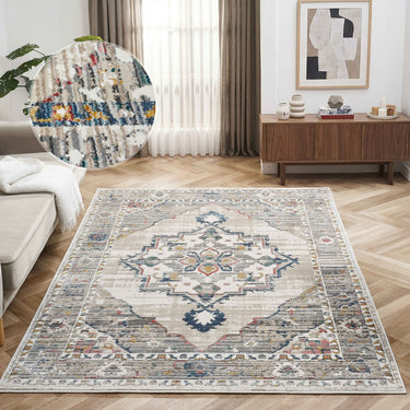 URCO Nova Leona Cream Distressed Polypropylene Persian Traditional Vintage Hallway Runner Rug