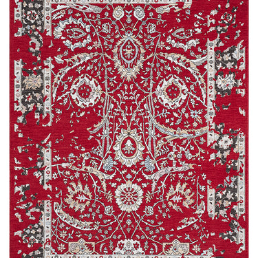 Alia Parisa Red Traditional Vintage Floral Bordered Rug