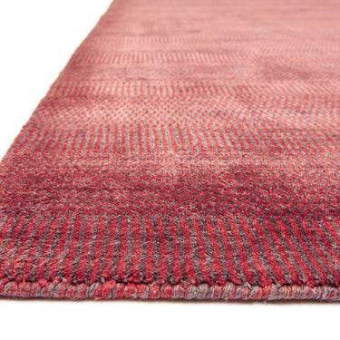 Darcy Auburn Red Striped Luxury By Hand-Woven Wool Viscose Geometric Rug