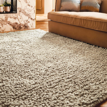 Maine Oyster Tubular Pile Rug Hand-Woven with New Zealand & European Wools, Thick Luxurious Soft Pile, Contemporary Natural Style for Modern & Traditional Interiors