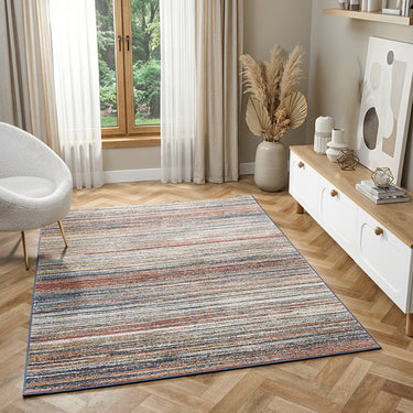 Delta Gamma Multi Cotton Abstract Geometric Striped Rug