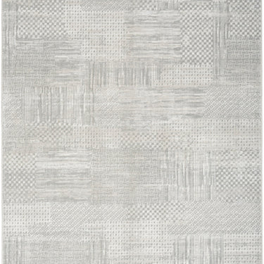 Glitz GLZ09 Classic Patchwork Silky Shimmer Silver Abstract Geometric Textured Hallway Runner Rug