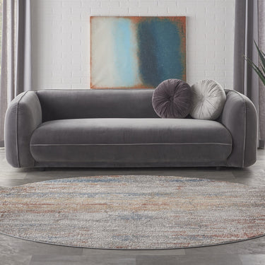 Rustic Textures RUS11 Modern Abstract Circle Round Rug in Multi Colours
