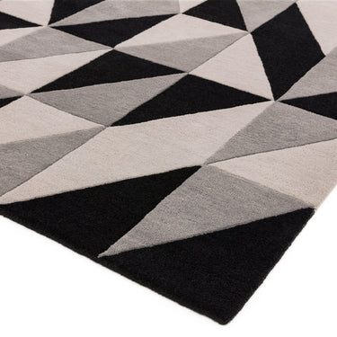 Reef Flag RF08 Geometric Pattern Hand Tufted Rug Hallway Runner in Grey Black