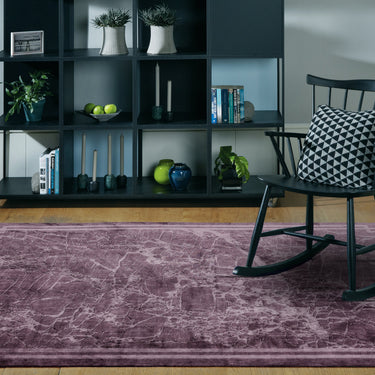 Zehraya Premium Quality Soft Velvety Modern Traditional Bordered Rug in Silver, Grey, Purple, Blue