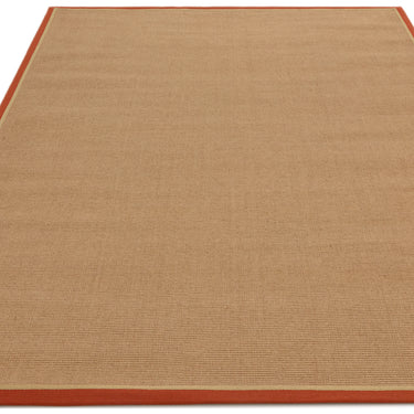 Asiatic London Bordo Boucle Sisal Rust Linen Border Natural Beige Jute Cotton Textured Flatweave Rug