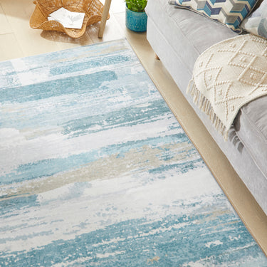 Consept Looms Liberty LIB101 Sky Blue Washable Non-Slip Modern Rug