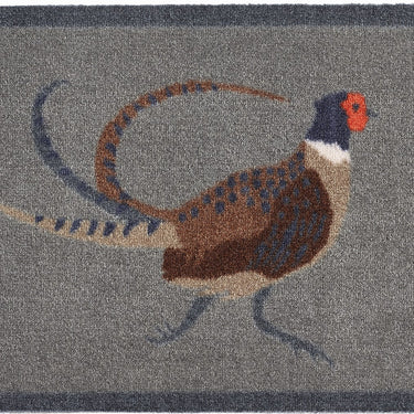 My Nylon Pattern Pheasant Blue Grey Washable Non-Slip Bordered Rug - Small 50 x 75 cm (2'x2'5")