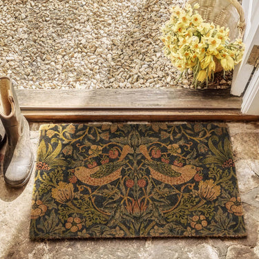 Strawberry Thief Bird Navy Coir Doormat English Heritage Floor Mat