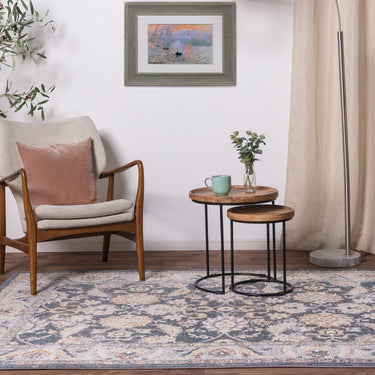 Flores Farah FR07 Traditional Classic Bordered Persian Floral Vintage Rug in Multi