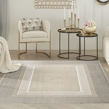 Glitz GLZ07 Classic Framed Border Silky Shimmer Abstract Geometric Textured Bordered Hallway Runner Rug