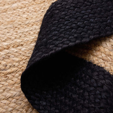 Origins Border Natural Braid Stitched Black Indoor Outdoor Handmade Jute Braided Rug