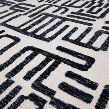 Asiatic London Mason Maze Script Silky Blue Cream Traditional Abstract Modern Rug