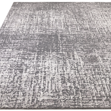 Torino Abstract Rug for Living Room Bedroom Dining Room Wool Viscose Rug in Charcoal