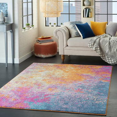 Passion PSN10 Sunburst Abstract Rug Modern Living Room Bedroom Bright Multi Colours Rug