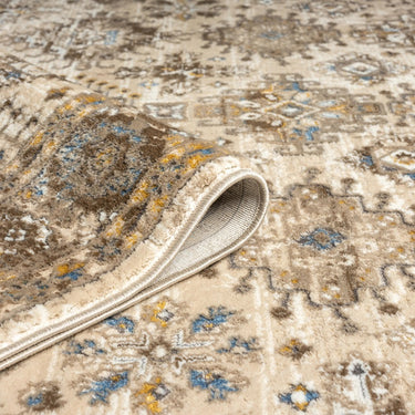 URCO 550AQ Classic Cream Light Brown Traditional Vintage Textured Bordered Hallway Runner Rug