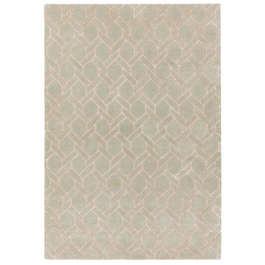 Asiatic London Nexus FL04 Fine Lines Trellis Silver Pink Hand-Carved Wool Viscose Geometric Rug