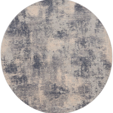 Rustic Textures RUS02 Modern Abstract Circle Round Rug in Blue Ivory